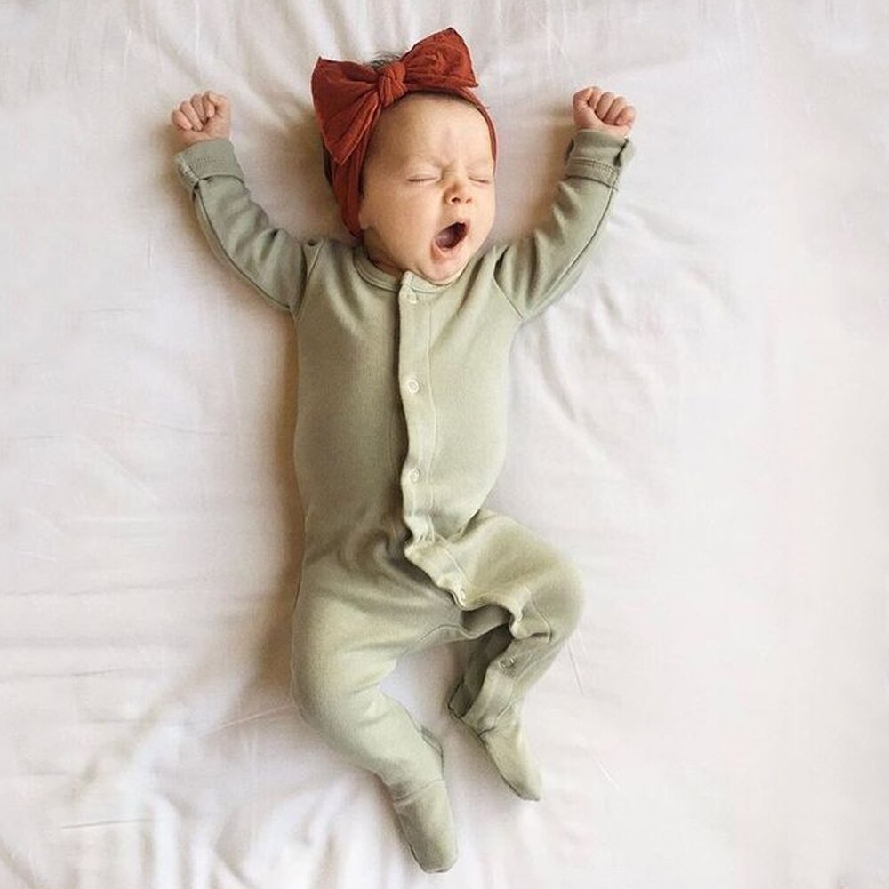 PatPat 2020 Nuova Primavera e L' Autunno Del Bambino Della Ragazza del Ragazzo Solido Footed Tuta a maniche Lunghe Costume Intero Vestiti Del Bambino