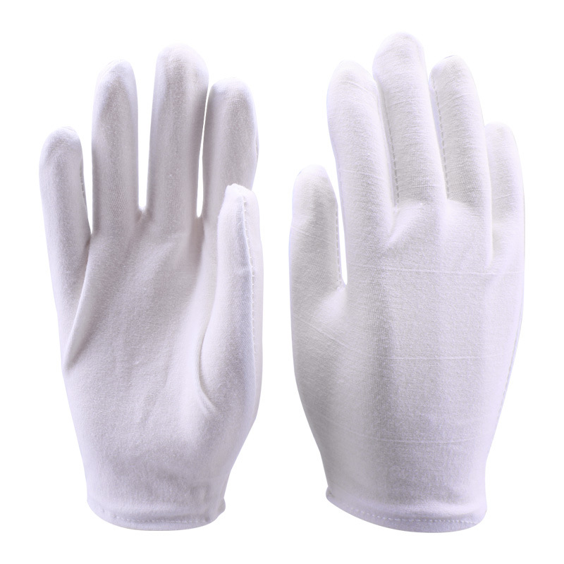 Guantes Blancos de algodón, 1 par, dedo completo, para hombres, mujeres, camareros/conductores/joyería/trabajadores, guantes de absorción de sudor, Protector de manos