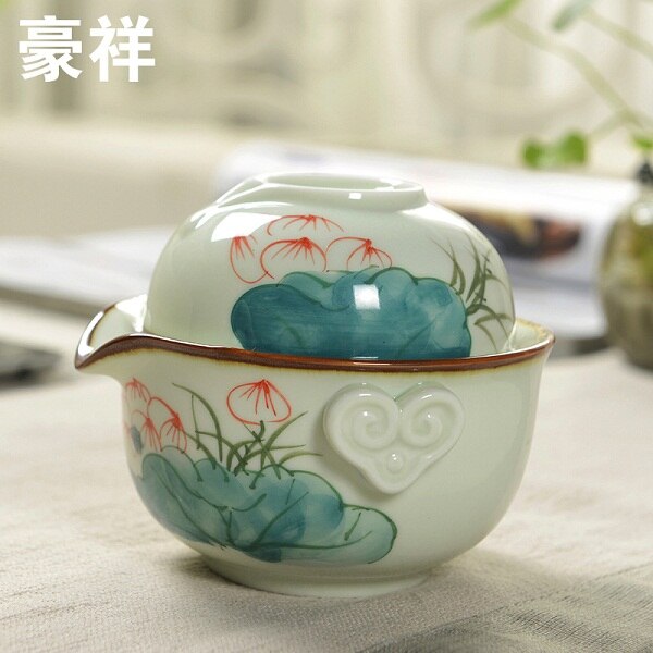 1 kande 1 kop gaiwan håndmalet porcelæn tekande te kop gaiwan rejse te sæt kungfu tesets quik kop tekop keramisk tekande: B