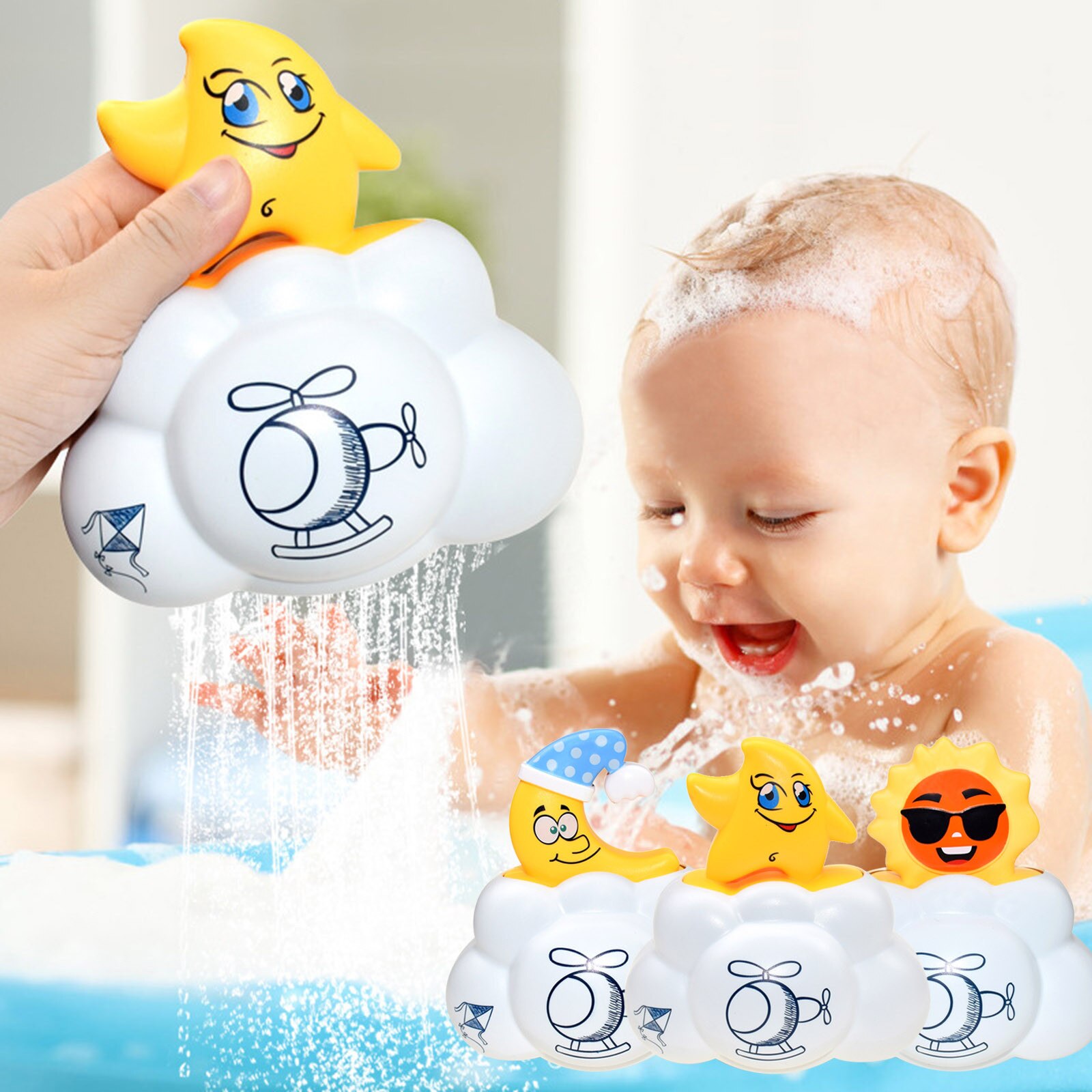 1Pc Wolken Douche Zomer Kinderen Spelen Water Strand Speelgoed Badkamer Bad Ouder-kind Interactief Douche Water speelgoed