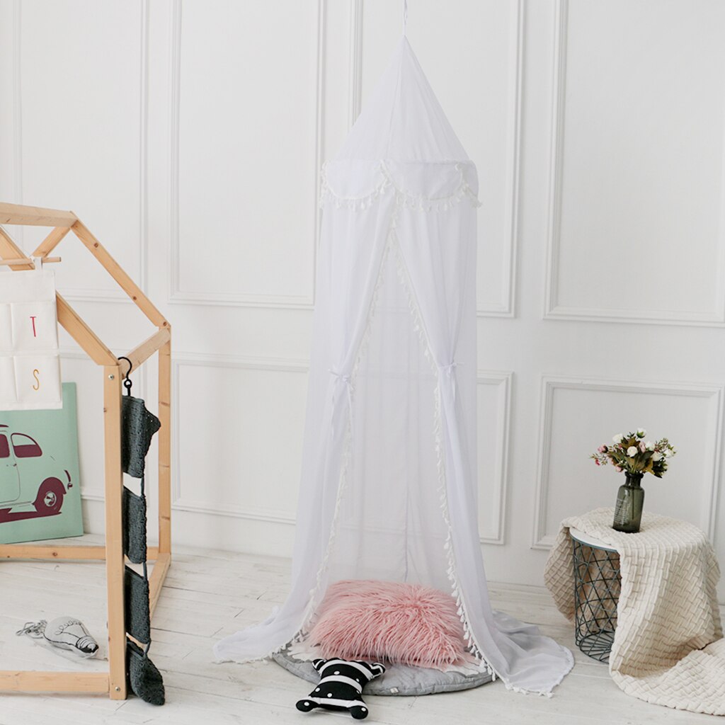 rideau de lit à baldaquin de lit de moustiquaire de mousseline de soie pour le décor de chambre à coucher: WHITE