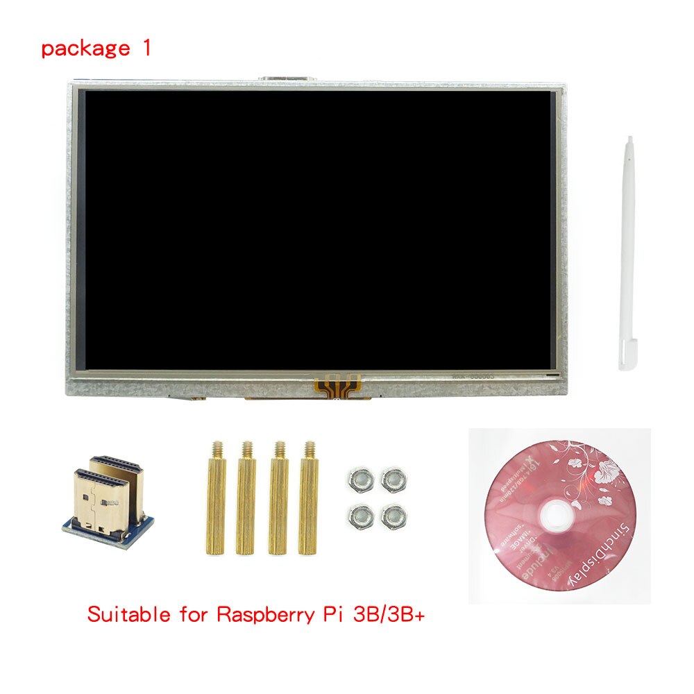 Raspberry Pi 4 modèle B 5 pouces, écran tactile TFT LCD Module + compatible avec Raspberry Pi 4 modèle B/3B +/3B: Package 1