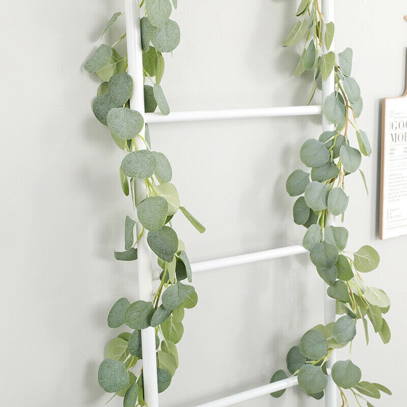 Kunstmatige eucalyptus slinger van kunstzijde, handgemaakte bladeren, groen, 1.8m/5.9ft , tuindecoratie