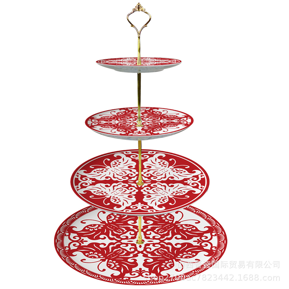 Chinese Plate Set Butterfly paper-cut bone china tableware set household fruit plate dessert tableware