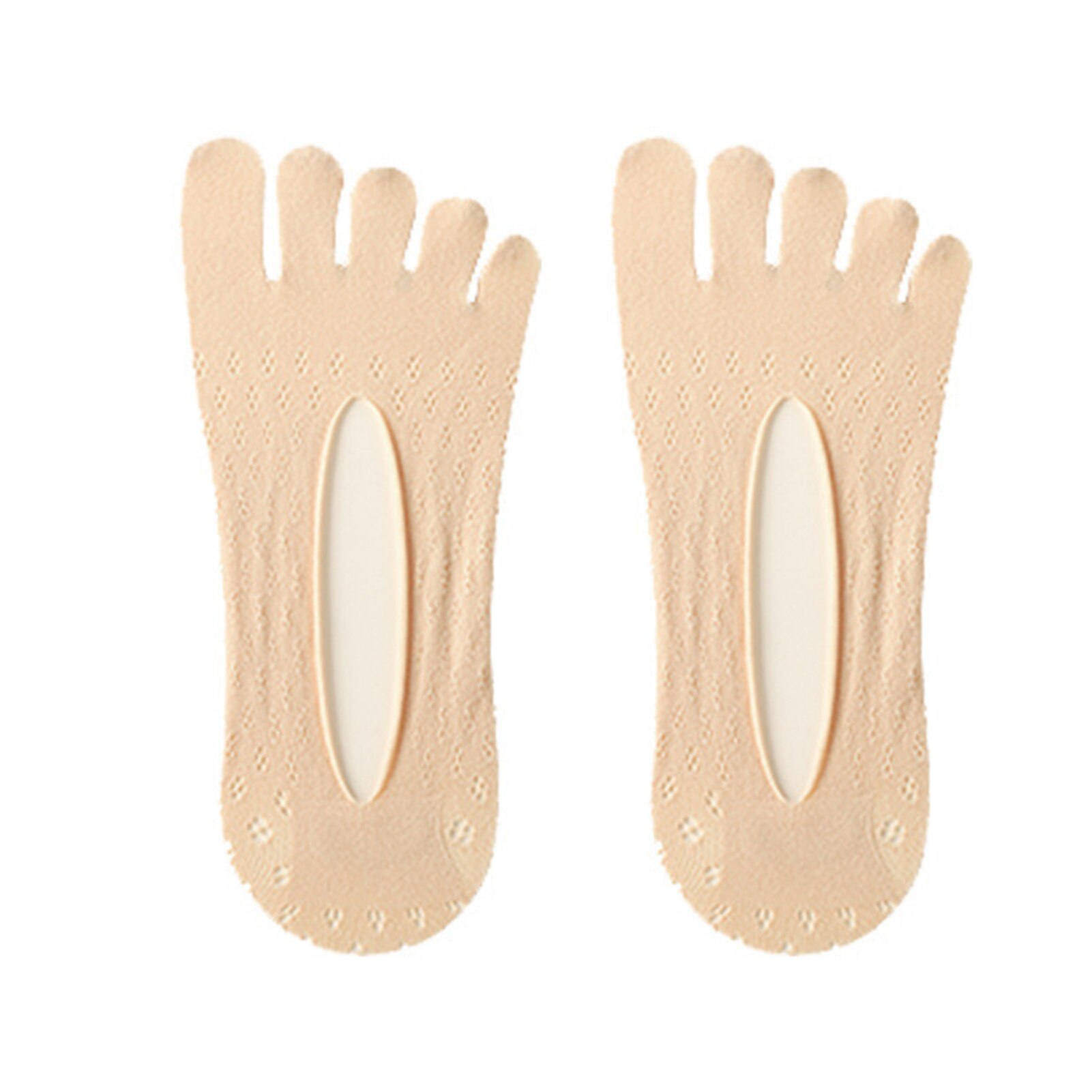 Velvet Five-toe Socks Mesh Ultra Low Cut Liner with Gel Tab Breathable Thin Five-toe Socks Invisible Socks for Women Summer B99: Skin color