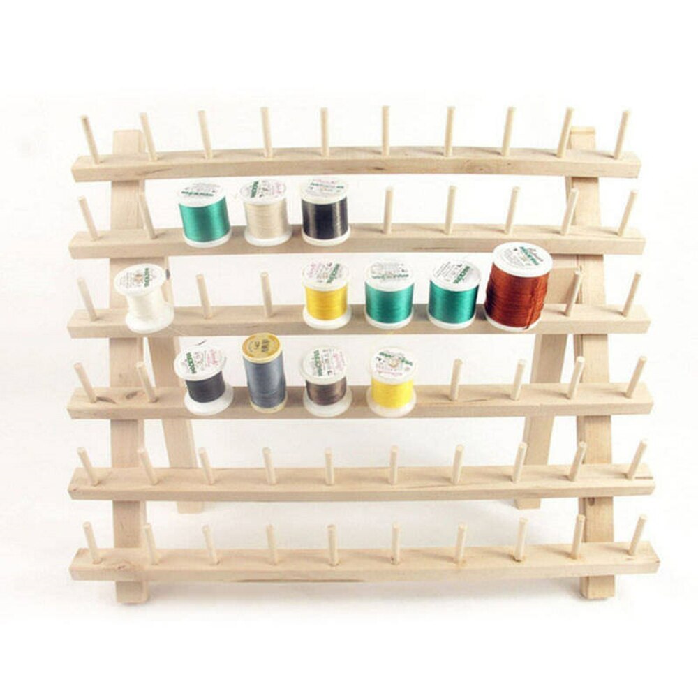 60 Spool Wood Sewing Thread Stand Organizer Craft Embroidery Storage Rack Holder
