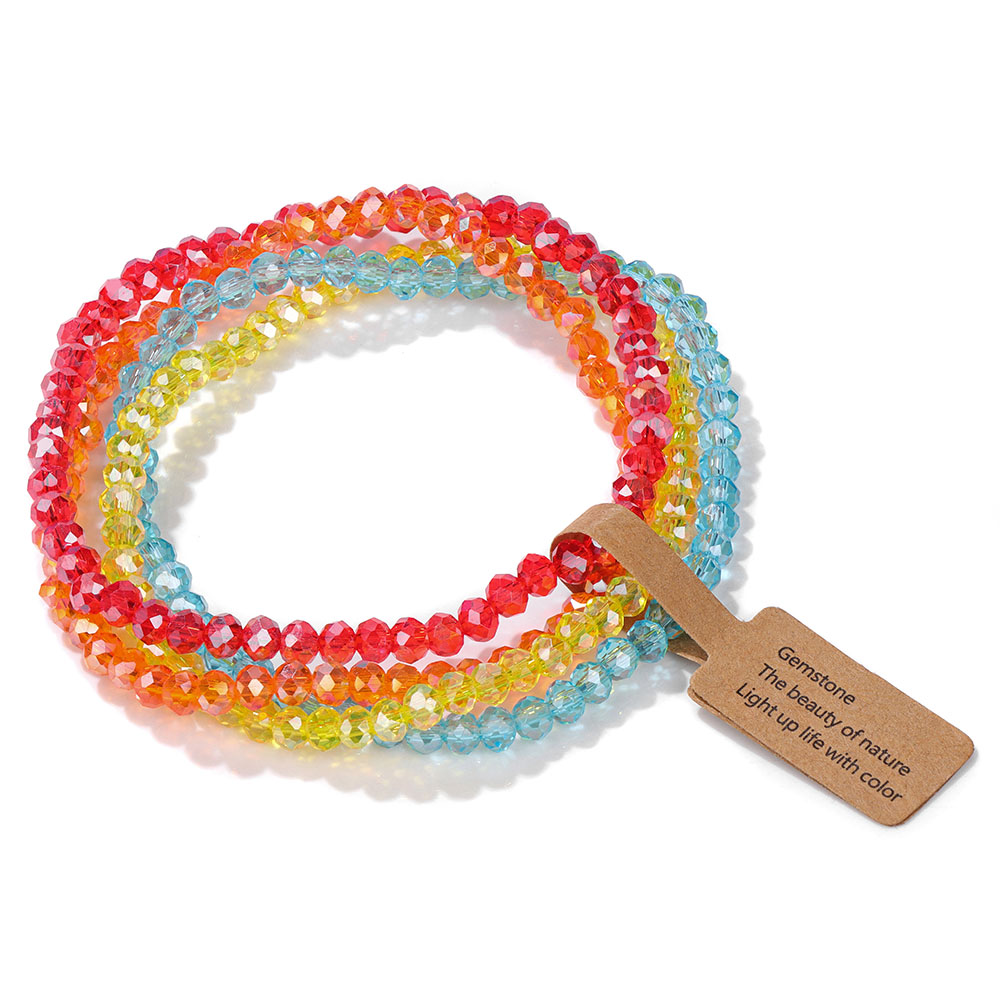 4 Uds. Pulseras de cristal brillantes para mujeres y hombres, pulsera de cuentas de cristal de serie colorida con etiqueta de deseos para el mejor amigo, de joyería