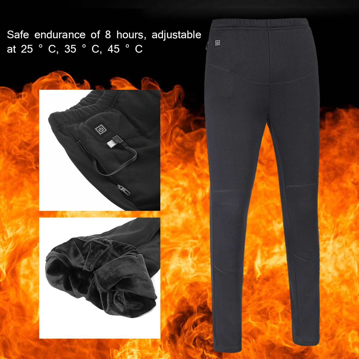 25/35/45 °c warme broek elektrisch verwarmd usb-stroombasis katoen verstelbare warmte-isolerende elastische broek legging winter voor wandelen