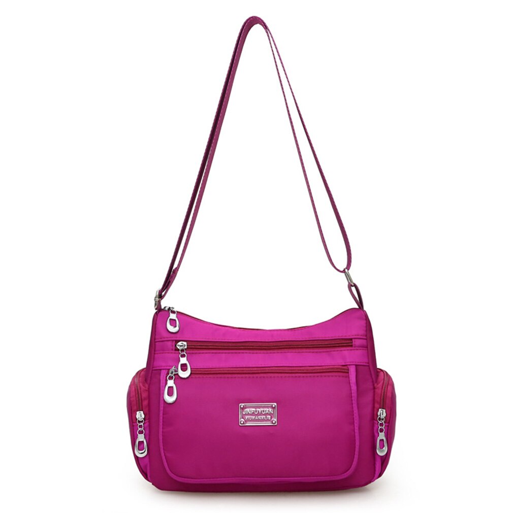 Women Handbag Multi-Functional Bag Women's Shoulder Bag Durable Waterproof Nylon Crossbody Messenger Bag Female: Bright purple