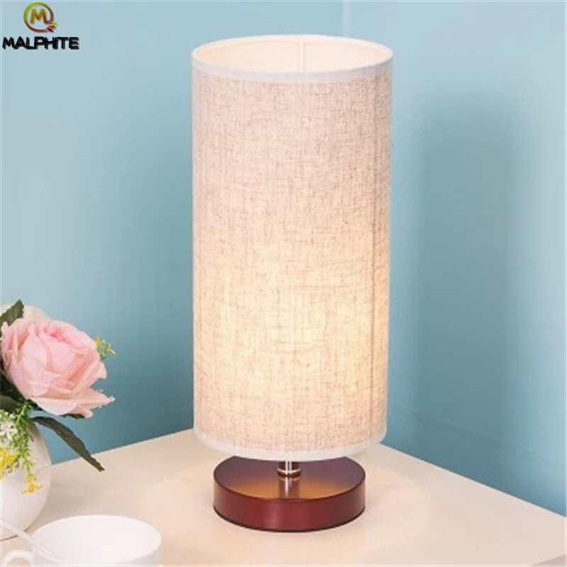 Modern Linen Table Lamps For Living Room Lamps Table Fixtures Table Light Bedroom Bedside Lamp Wood Home Decor Luminaire Table