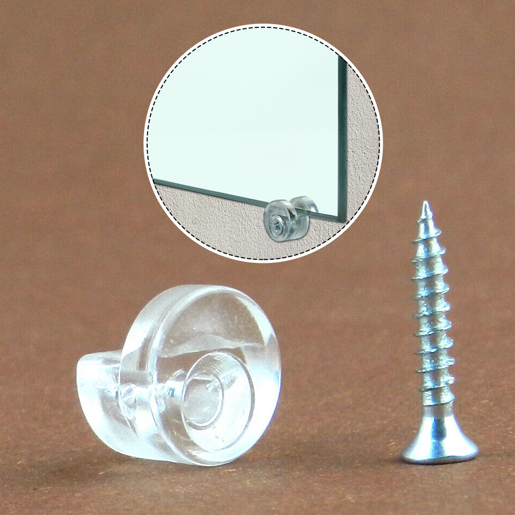 Abrazadera de vidrio para espejo de baño, Clips de montaje, Kit de fijación de espejo de pared, soporte de estante con tornillos de fijación, Hardware