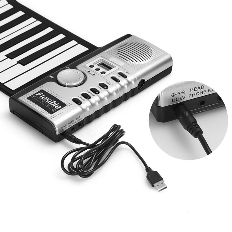 Newly Portable Flexible Digital Keyboard Piano 61 Keys 128 Tones Rhythms Electronic Roll Up Piano Toys S66