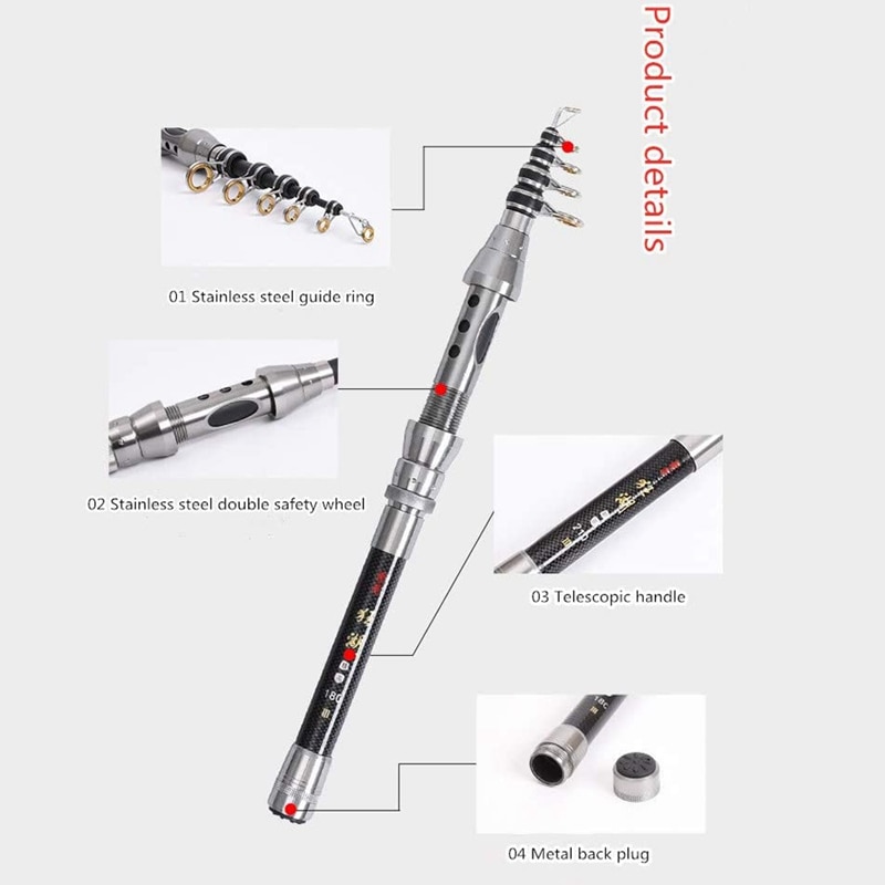 Collapsible Fishing Rod Telescopic Fishing Rod Ultralight Fishing Rod with Portable Retractable Handle 2.1M
