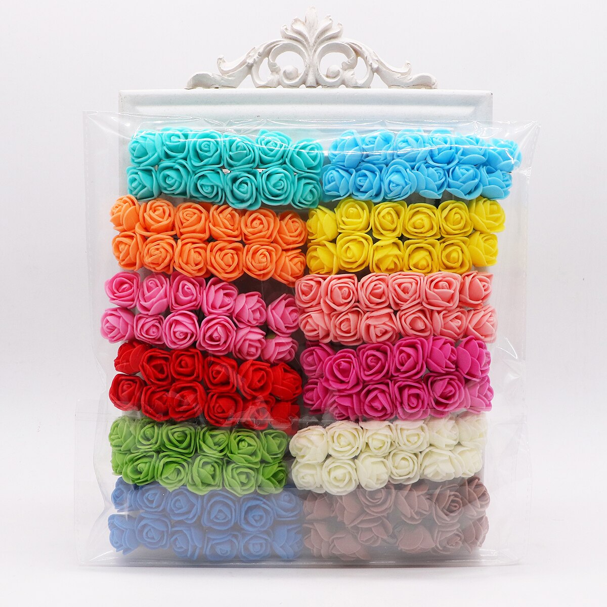144 stykker billige kunstige blomster mini skum bamse med roser buket vase til boligindretning bryllup dekorativ blomsterkrans