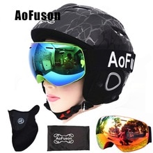 Skihjelm med anti-dug skibrille åndbar hjelm dobbelt lag anti-dug big vision snowboard skibriller skimaske sæt