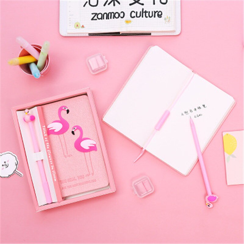 Cuaderno de papelería Kawaii de flamenco rosa, suministros escolares, accesorios de oficina, para niños
