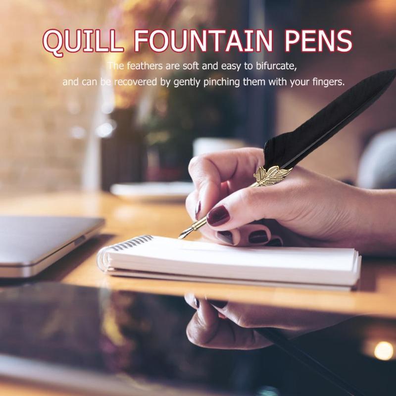 Retro Kalligrafie Veer Dip Pen Schrijven Inkt Set Vintage Quill Pen Vulpennen Briefpapier Geschenkdoos Verjaardagscadeautjes