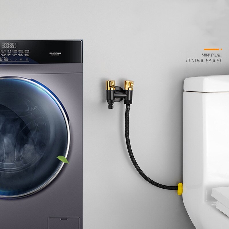 1pc Laundry Bibcock Brass Black/Black Gold Wall Mount Double Using Water Faucet Bathroom Accessories Outdoor Sink Garden Taps