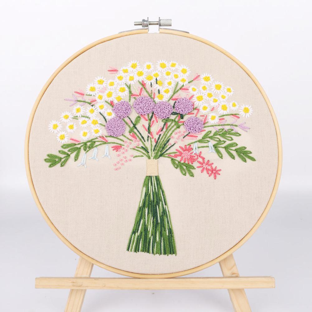 Diy Embroidery Starter Kit with Plants Flower Painting Cross Stitch with 20cm Hoops Kit Diy Beginner Embroidery: 4