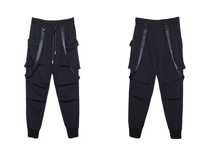 11 BYBB'S-pantalones holgados de estilo Hip Hop, ropa de calle con cintas y múltiples bolsillos, estilo Cargo: M