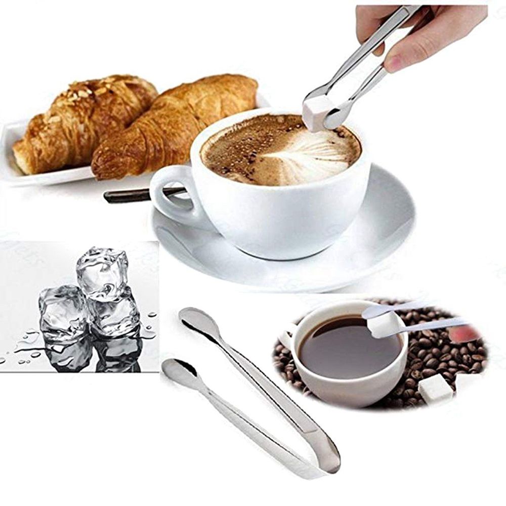 1pc Tongs Holder Mini Tea Ice Cube Clip Stainless Steel Coffee Sugar Clip Food Tongs Holder Teaware Teacup Clamp Tea Tweezer