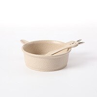 Tarwe Stro Bestek Voor Kinderen Anti-Brandwonden Anti Lepel Bestek Set Kindje Kom Complementaire Voedsel Plaat: Rabbit-Beige