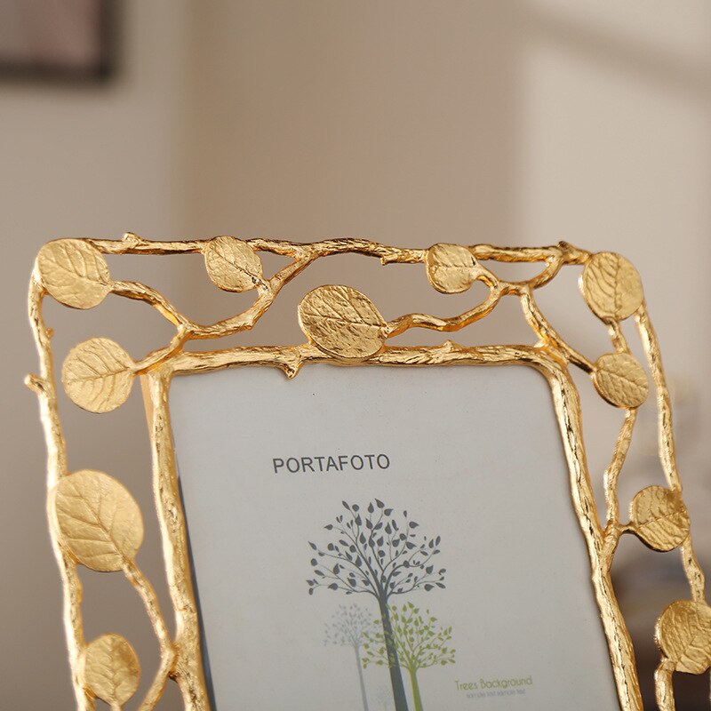 1PCS Northern Europe Photo Frame European Style Retro Gold Ginkgo Leaves 6 Inch 7 Inch Picture Frames