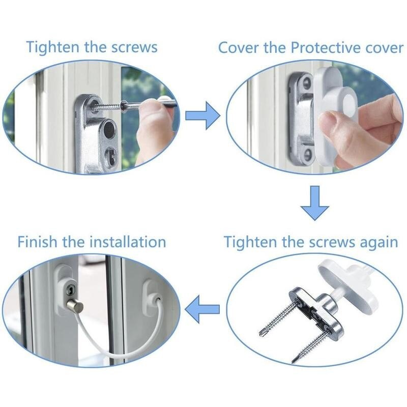 Bloqueo de ventana infantil, protección de seguridad para bebés, cerraduras para ventanas, candado antirrobo para bebés, candado antirrobo para niños, cadena Limi P0X5