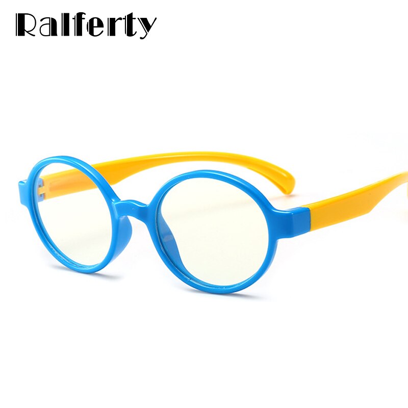 Ralferty Anti-Blauw Blokkeren Bril Kids Computer Brilmontuur Retro Ronde TR90 Kind Brilmonturen Vintage Eyewear A012