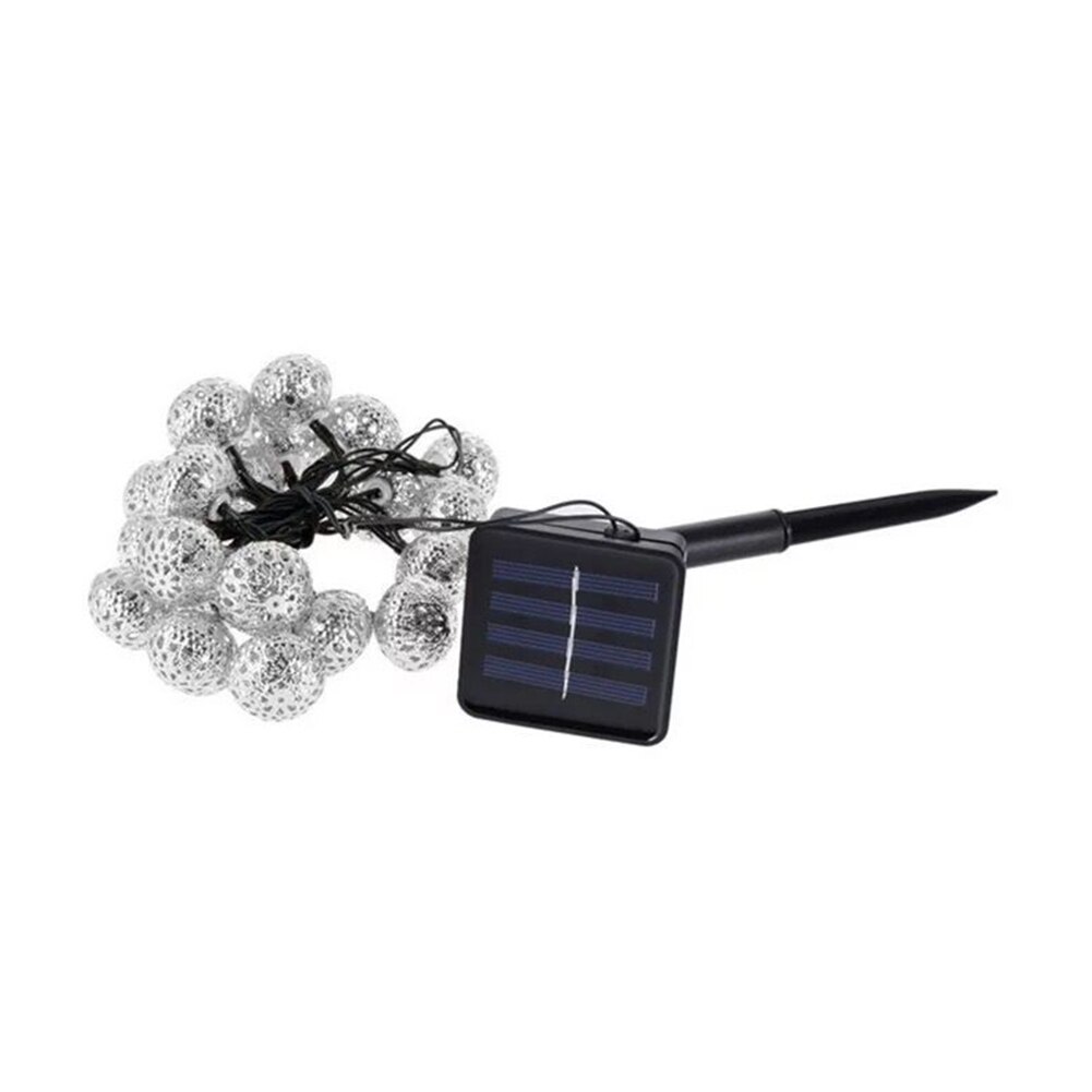 Solar LED Lights String Moroccan Ball Lantern Fairy Light Chain Waterproof String Lights Golden Silver Case Patio Garden Lamp