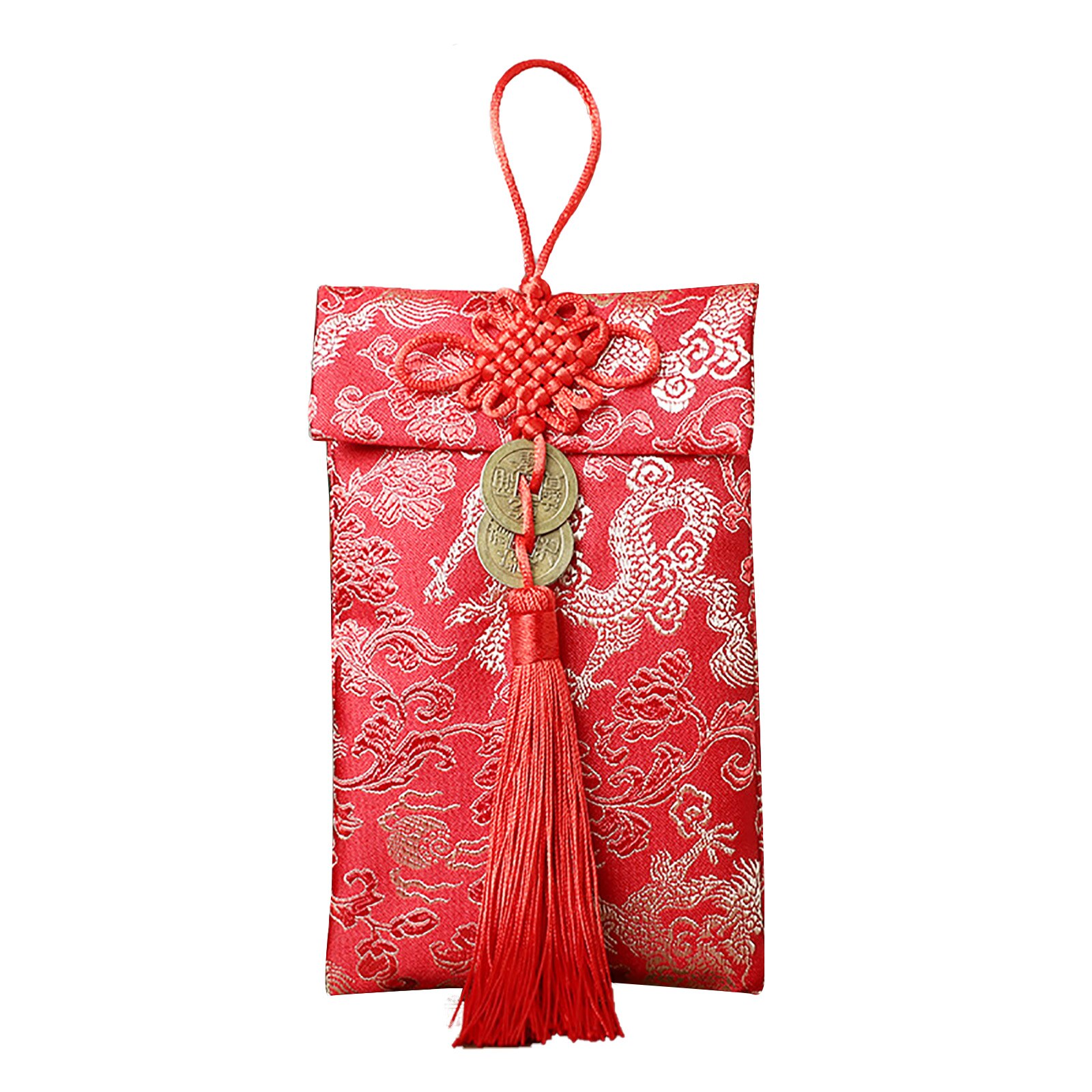 Year Red Envelope Red Celebration Silk 6Pcs/Set Embroidery Pattern Chinese Year Lantern Festival Red Purse: A2