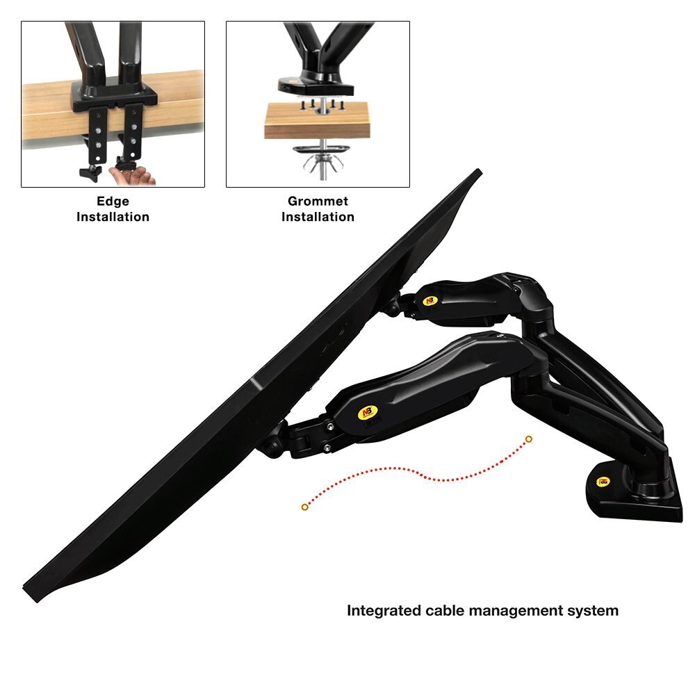 NB North Bayou-moniteur ergonomique à double mouvement, F160, bras réglable inclinable pivotant avec ressort à gaz pour deux écrans 17-27 &quot;et 2-9KG