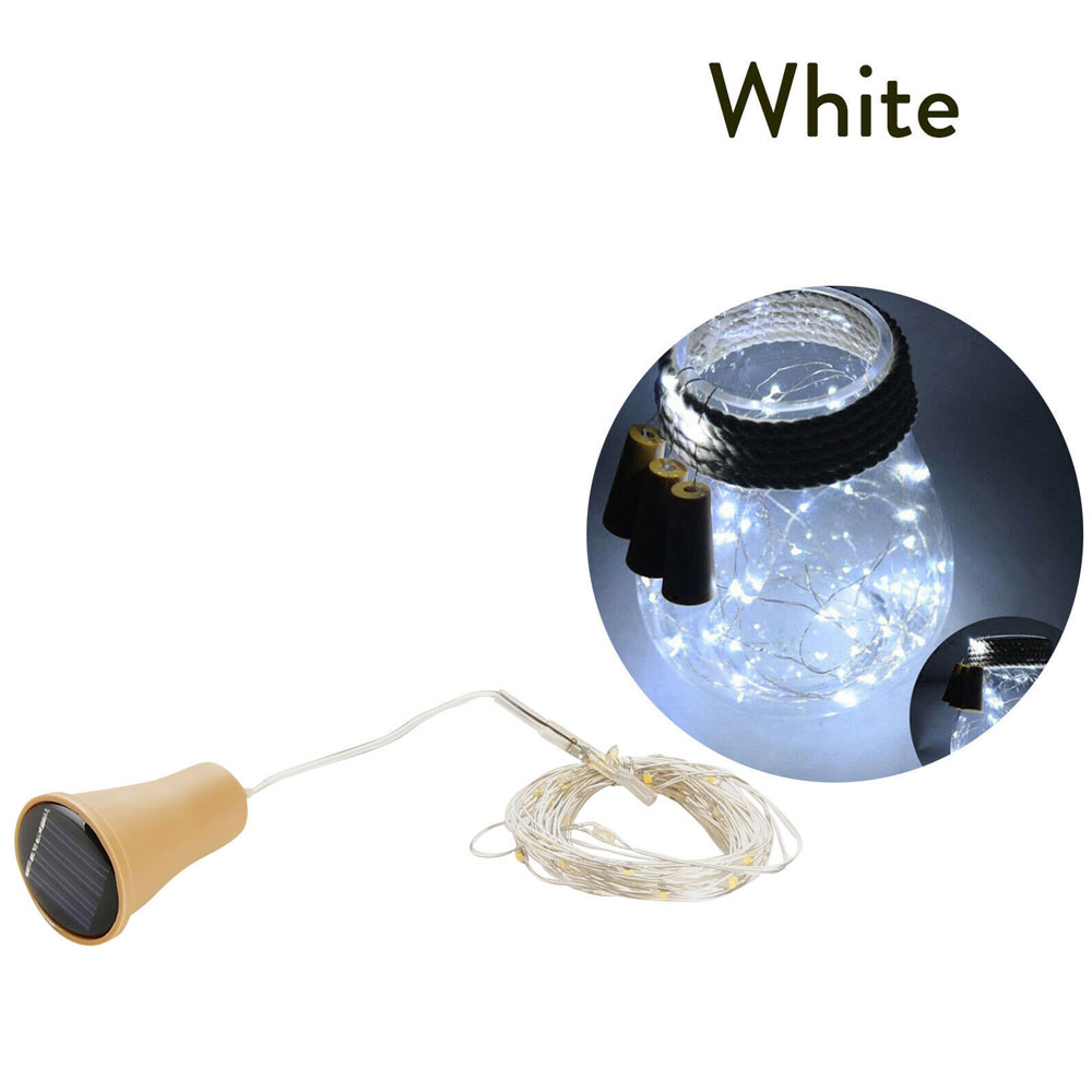 5pcs 2m 1m 10 20leds Weinflasche Lichterkette Solarenergie Kupferdraht Lichterketten Korkform Weihnachts lampe für Party dekor: WHITE / 0-5W
