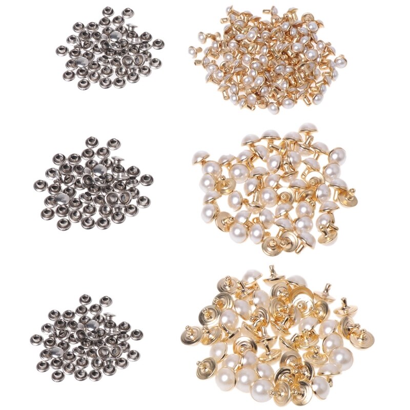 WedDecor Set van 100 elegante parel klinknagels Studs ronde klinknagels