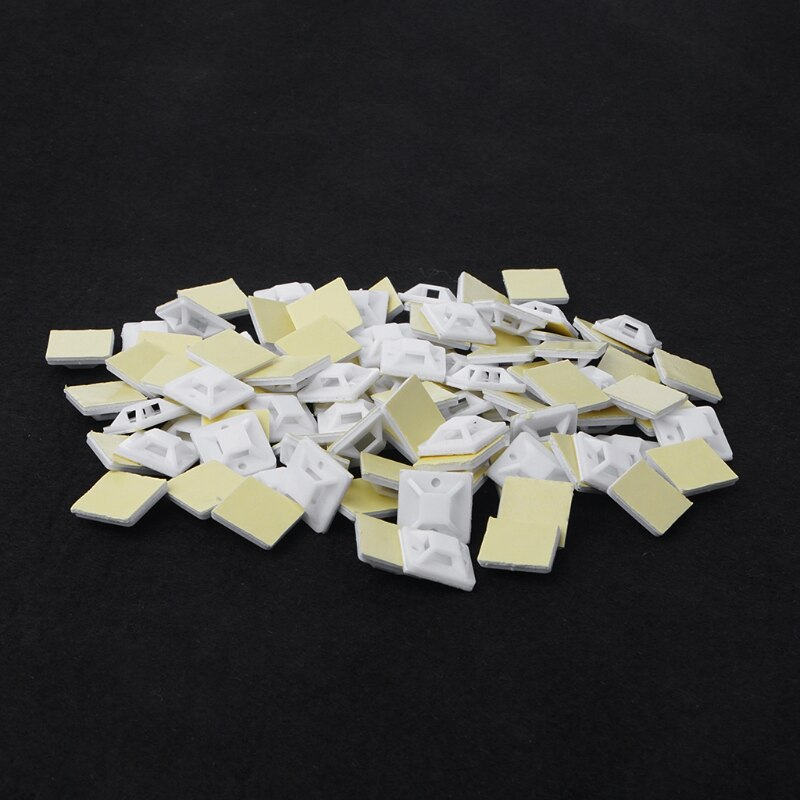 100 Pcs Plastic Lijm Rechthoek Wire Tie Cable Clip Clamp Mount 20X 20Mm 32CC