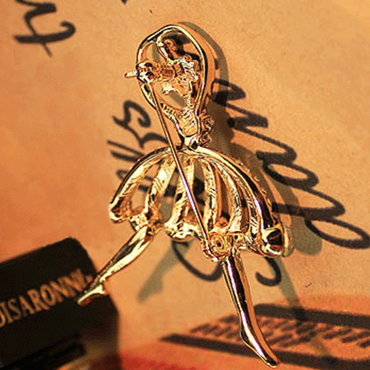 Stylish And Exquisite Crystal Set With Rhinestone Beautiful Flower Skirt Ballerina Ballet Ladies Brooch Ladies Girl Brooch