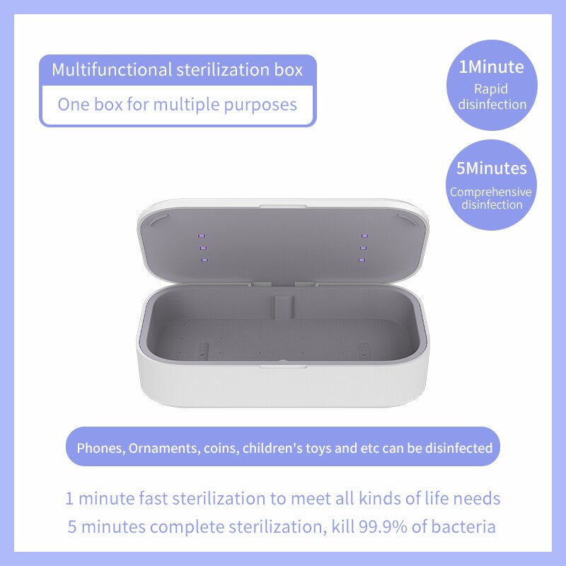 In Voorraad! Uv Sanitizer Draagbare Uv Licht Mobiele Telefoon Sterilisator Clearner Doos Voor Smartphones Hoge
