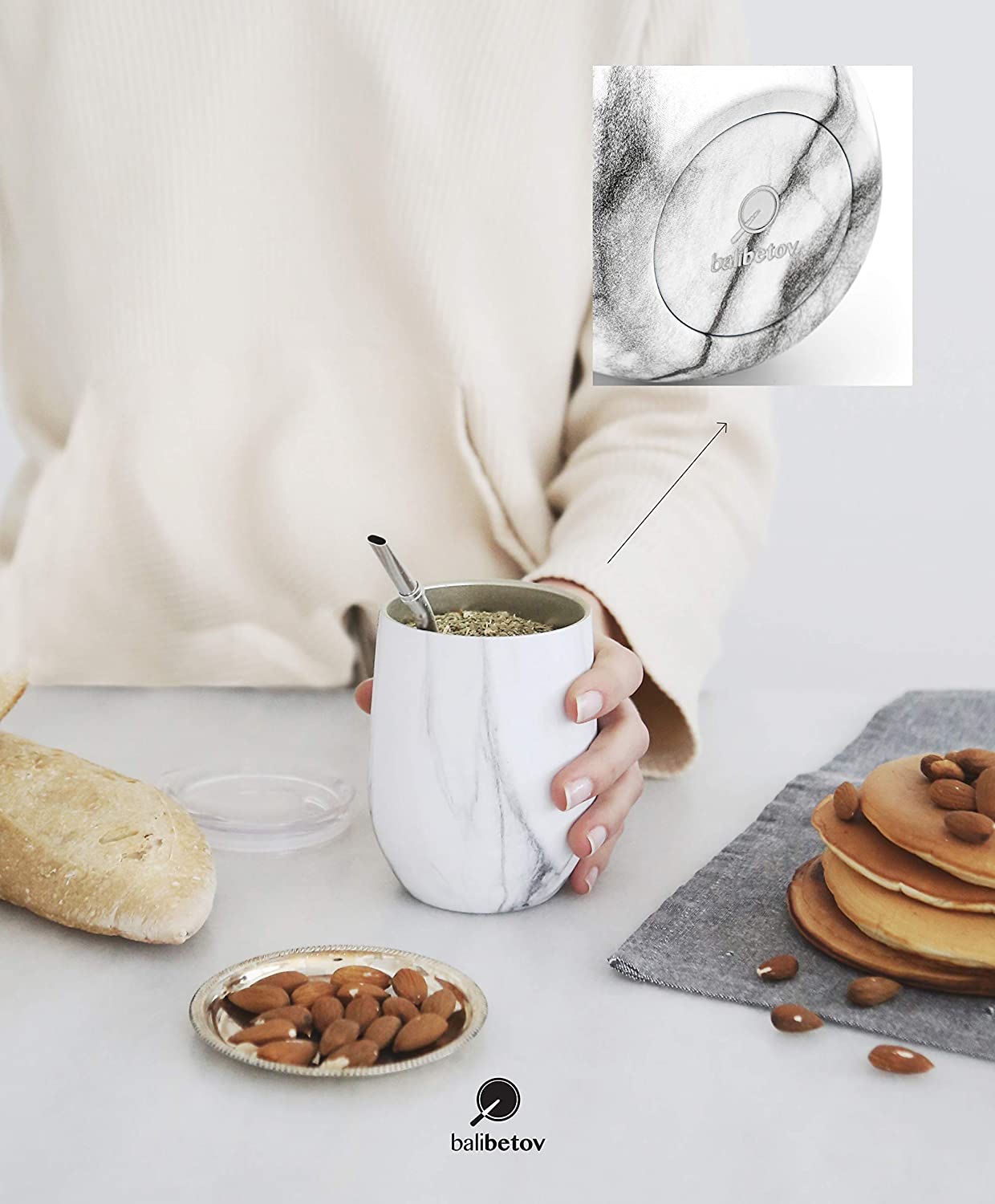 Moderni mate kuppi ja bombilla setti (yerba mate kuppi) -yerba mate setti kaksiseinämäiset 18/8 ruostumatonta terästä