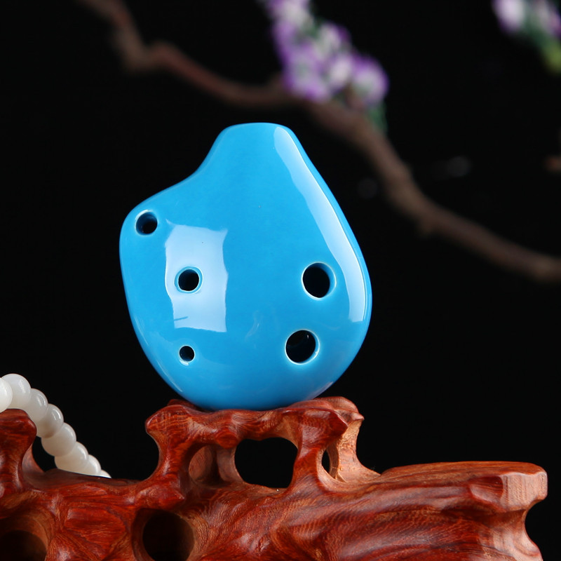 1Pcs Kleurrijke Ocarina Fluit 6 Gat Sopraan C Keramische Flauta Ocarina Of Time Mini Ocarina Fluit Kid &#39;S Speelgoed muziekinstrumenten: Sky Blue