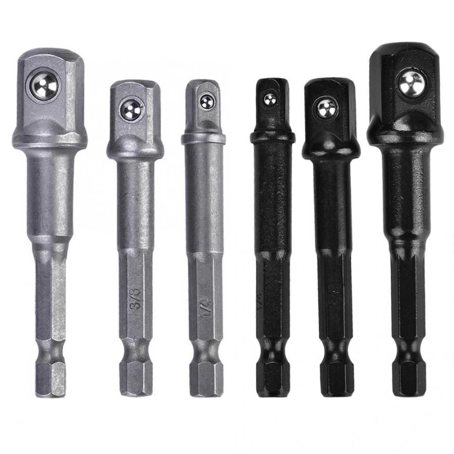 3 stk nøgletype borestykke adapter 1/4 sekskantet skaft  to 1/4 3/8 1/2 firkantet borehoved