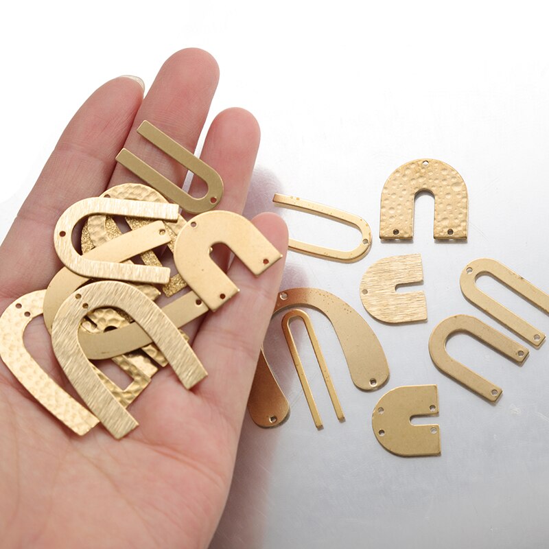 1 paczka surowego mosiądzu U kształt złącze Charms geometria Penadant kolczyk Charms dla DIY ocena biżuteria akcesoria do rękodzieła rzemiosło