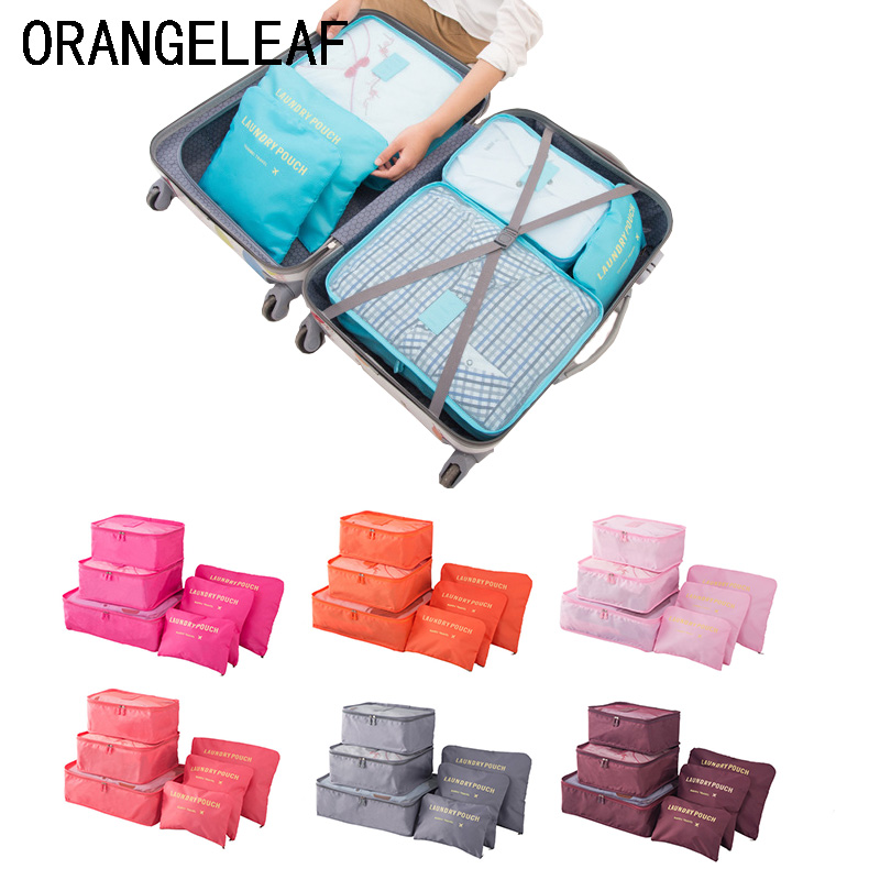 6PCS/Set PackingTravel Organizers Travel Accessories Cloth Travel Mesh Bag Luggage Organizer Packing Cube Organizer Pouch
