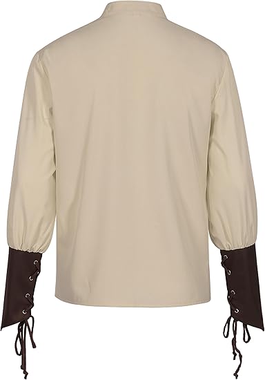Camicia da uomo medievale rinascimentale con lacci Camicia da pirata Steampunk vintage a maniche lunghe Costume da vichingo