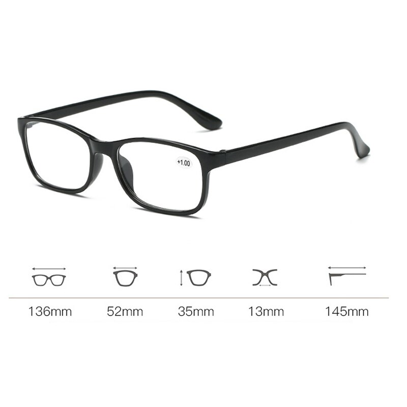 Lunettes de lecture TR90 ultralégères unisexe, monture avec dioptrie + 1.0 1.5 2.0 2.5 3.0 3.5, presbytie, femmes et hommes