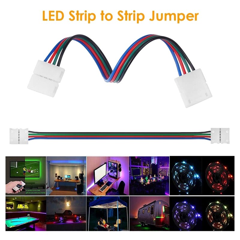 Led Strip Light Connectors Kit,4 Pin Conductor Light Strip Splice,10mm Tape Light Connector for SMD 5050 RGB Strip