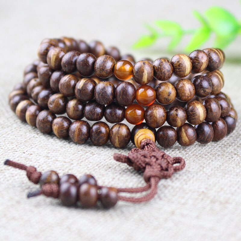 7mm Tibetaans Boeddhisme 108 Kleine Houten-vis Bodhi Zaden Mala Ketting