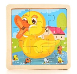 Kids Toy Wood Puzzle Small Size 11*11cm Wooden 3D Puzzle Jigsaw for Children Baby Cartoon Animal/Traffic Puzzles Educational Toy: duck