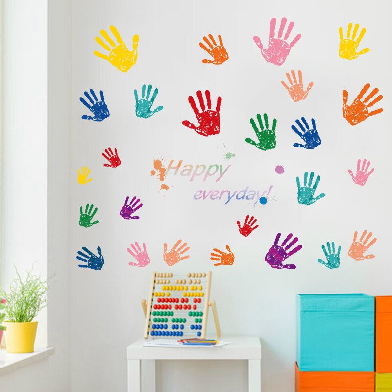 Colorful Inspirational Quotes Wall Decals Vinyl Handprint Wall Motivational Sticker for Classroom School Kids Playroom Nursery