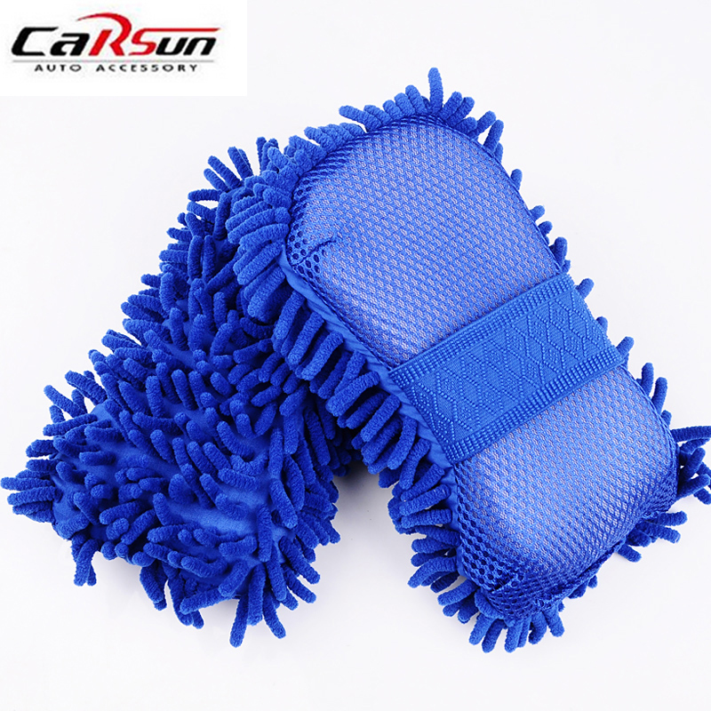 Carsun Microfiber Car Washer Sponge Cleaning Car Care Detailing Brushes Washing Towel Auto Gloves Styling Accessories: blue