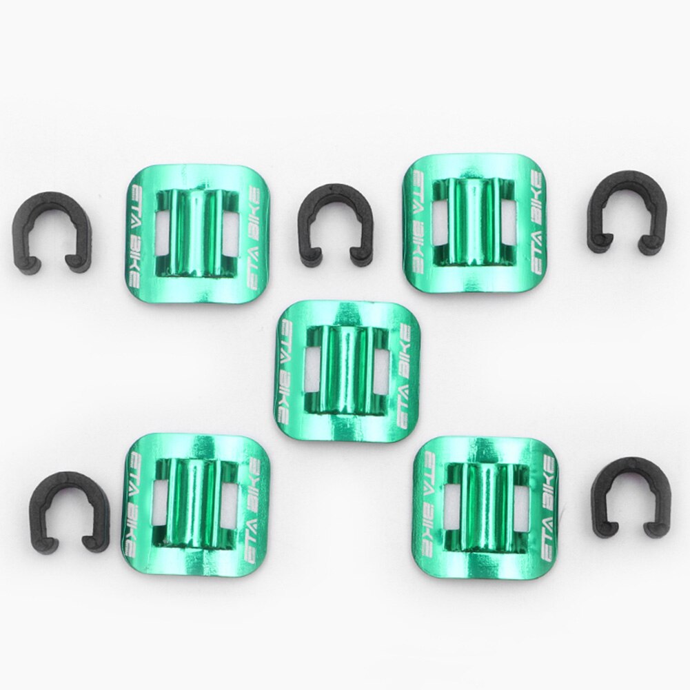 5 Pcs Bike Olie Buis Vaste Clips Gids Conversie Frame Vaste Klem Fiets Tubing Zetel Aluminium Clip Remkabel C vorm Gesp: green
